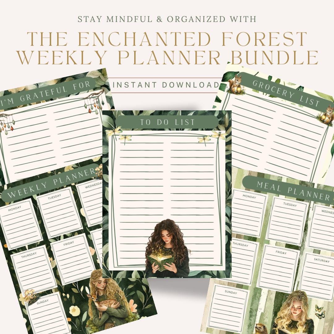 Enchanted Forest Weekly Planner Bundle: Printable To-do Lists (digital ...