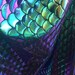 Fish Scales Stretc Iridescent, Purple, green, gold and Turquoise, Mermaid Spandex / by the yard