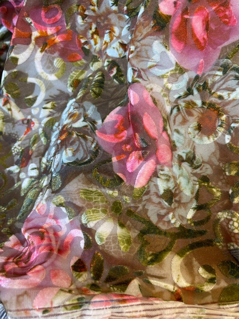 Stretch Burnout Velvet Tiedye flowers print 60 wide velvet fabric sold by yard image 8