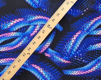 New snake blue tie dye pink snake print 4 way stretch fabric sold by yard