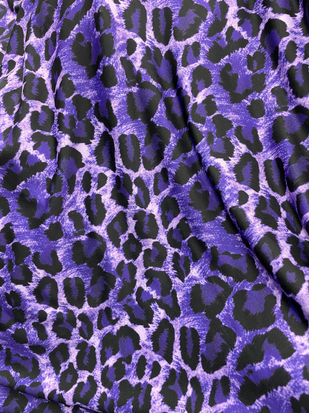 Purple 4 Way Stretch Leopard Animal Print on Tie Dye Nylon