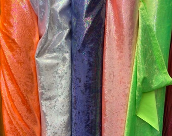 Reptile Iridescent Foil on Ice velvet Fabric 2 way stretch 60” wide fabric sold by yard 5 colors available