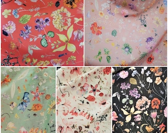 Mezcla de hojas, hierbas y flores, nailon y licra, cortado a medida, 4 colores