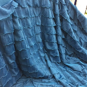 Teal Blue 2 inch Ruffle on Polyester, 54 inch, sold by the yard image 1