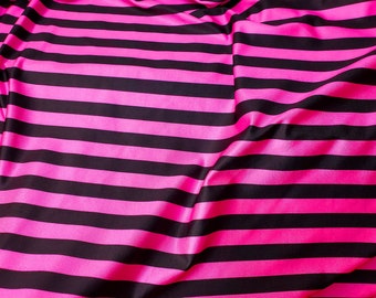 Hot Pink and Black Stripe Spandex Fabric By The Yard