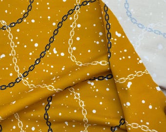 Golden chains print nylon spandex swimwear fabric 4 way stretch 60” wide fabric sold by the yard