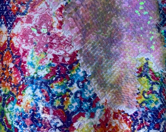 5mm reversible Flip up sequins, Kaleidoscope print sequins flip up. 3 colors available- Fabric sold by yard