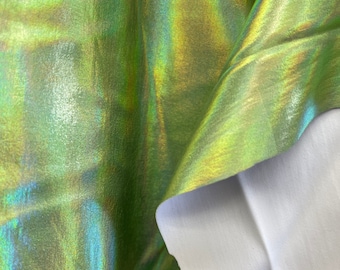 Green iridescent Metallic Foil 4 way stretch fabric sold by yard 60” wide