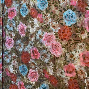 Stretch Burnout Velvet Tiedye flowers print 60 wide velvet fabric sold by yard image 3