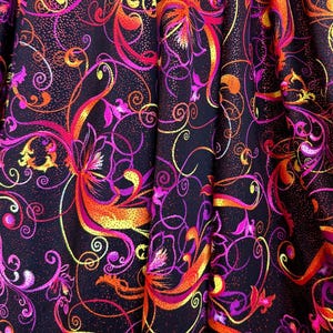 Pink/orange tie dye swirls with metallic glitter on top nylon spandex fabric 4 way stretch fabric sold by yard 60” wide
