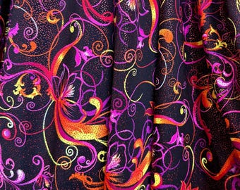 Pink/orange tie dye swirls with metallic glitter on top nylon spandex fabric 4 way stretch fabric sold by yard 60” wide