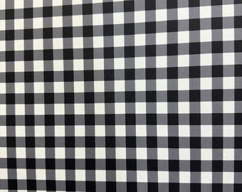 Gingham print fabric four way stretch nylon spandex fabric sold by yard 60” wide. 2 colors available