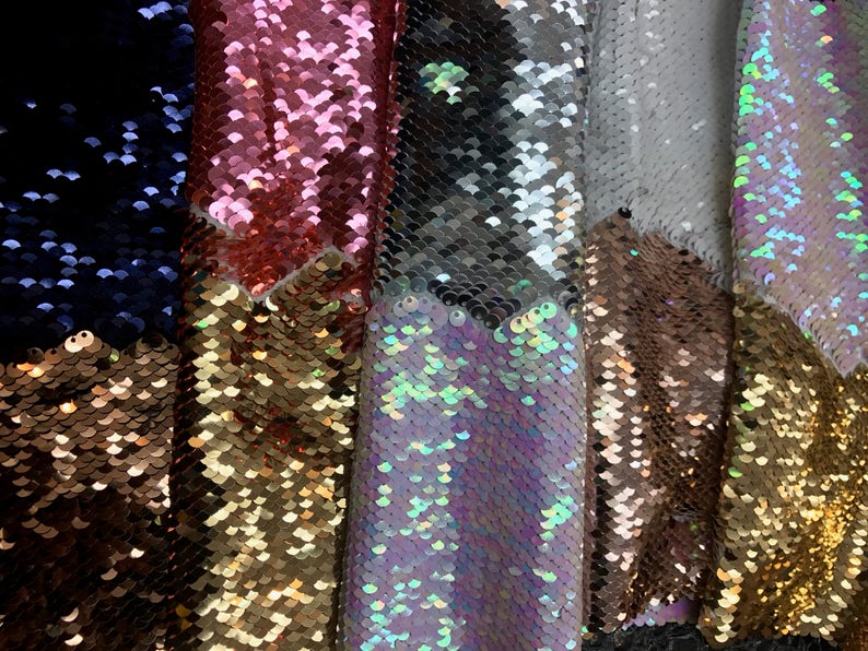 Reversible Sequin New Flip up Sequins Fabric Reversible Two Tone Sold by the Yard- Colors ...