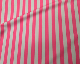 Pink and white Stripe Spandex Fabric By The Yard