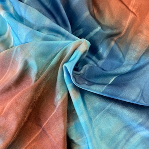Teal/brown  tie dye nylon spandex fabric 4 way stretch 60” wide fabric sold by yard