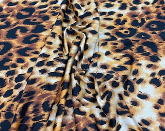 Tela leopardo poli spandex 4 vías estiran tela de 60" de ancho vendida cortada a su tamaño