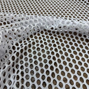 Fishnet Nylon Spandex 60&quot; White / sold by yard 4 way stretch