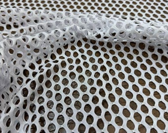 Fishnet Nylon Spandex 60" White / sold by yard 4 way stretch