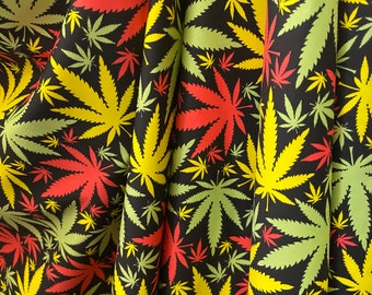 Marijuana (Weed) Print on Spandex Fabric 4 way Stretch. Fabric sold by the yard