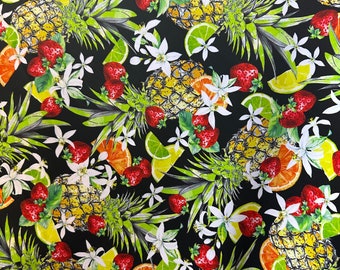 Fruits print  nylon spandex 4 way stretch fabric sold by yard