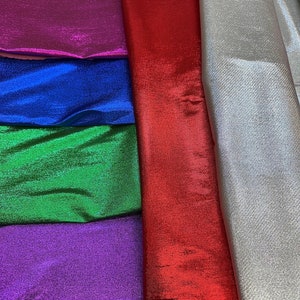 MULTIPLE COLORS Lame Stretch Metallic Fabric - Silver, , Fuchsia, Green etc. Lame stretch sold by yard. (45”wide)