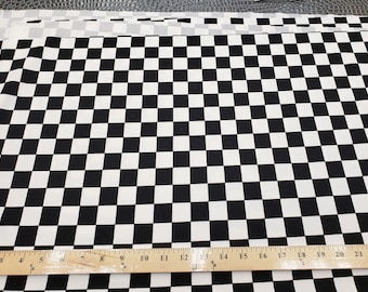 Black and White 1” Checkerboard Poly Spandex Fabric 4 way stretch By The Yard