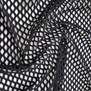 Black Fishnet Nylon Spandex 60" Black / sold by the yard  4 way Stretch fabric