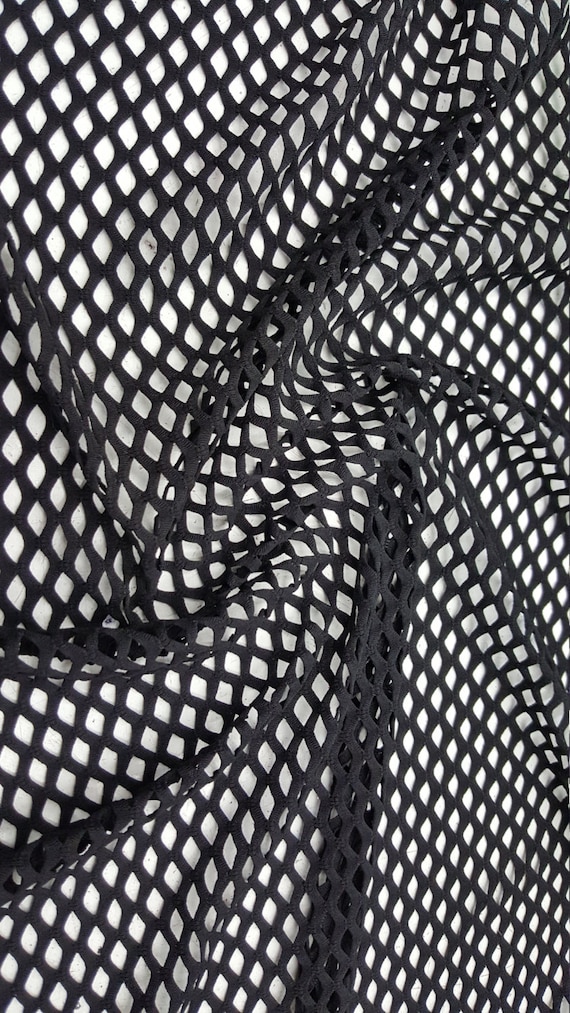 Black Fishnet Nylon Spandex 60" Black / sold by the yard  4 way Stretch fabric