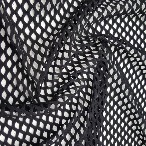 Noir résille nylon élasthanne 60 po. Noir / vendu par mètre Tissu extensible dans les 4 sens