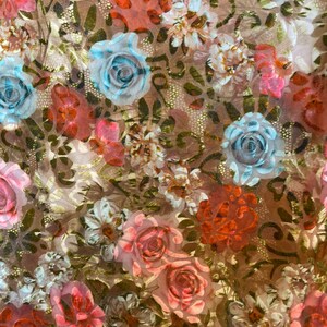 Stretch Burnout Velvet Tiedye flowers print 60 wide velvet fabric sold by yard image 7