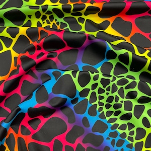 Rainbow Animal Print Giraffe Tie Dye Print Nylon spandex fabric 4 way stretch/ fabric sold by yard