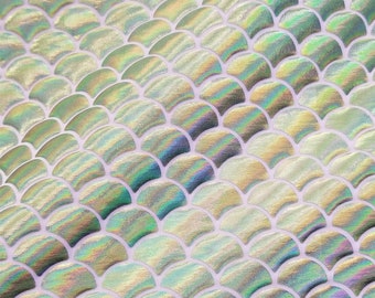 Light Green Fish Scales Stretch Iridescent Mermaid Spandex by the yard