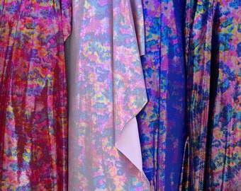 New Tie dye metallic nylon spandex fabric 4 way Stretch sold by yard 60” wide 5 colors available