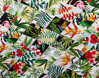 Diamond Jungle Palm Leaf Print Fabric 4 way Stretch nylon spandex fabric sold by yard