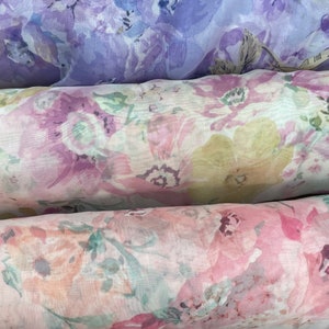 Chiffon Silk fabric floral print 100% see trough chiffon fabric sold by yard 45” wide 3 colors available