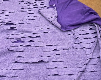 1” Purple Lilac Poly Knit Jersey Ruffles/Flowers fabric sold by yard