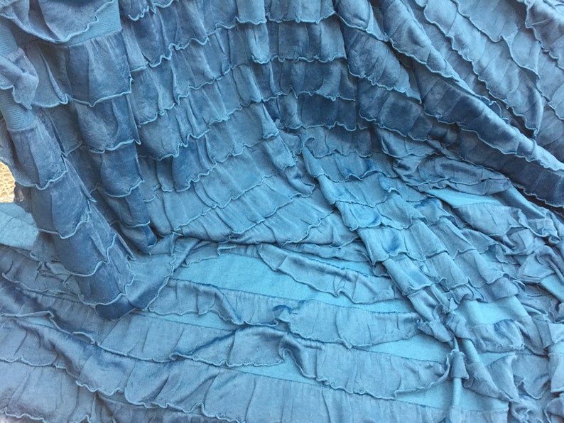 Teal Blue 2 inch Ruffle on Polyester, 54 inch, sold by the yard image 2