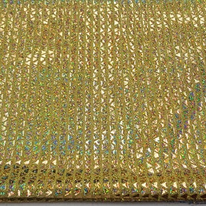 Golden Lame Hologram Triangle Sequence Heavy 12 oz, 48&quot; inch, sold by the yard