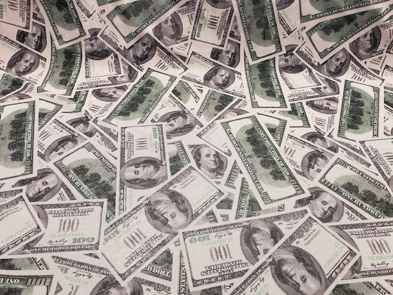 Dollar Bills Money Print 4 Way Stretch Nylon Mesh / by the yard