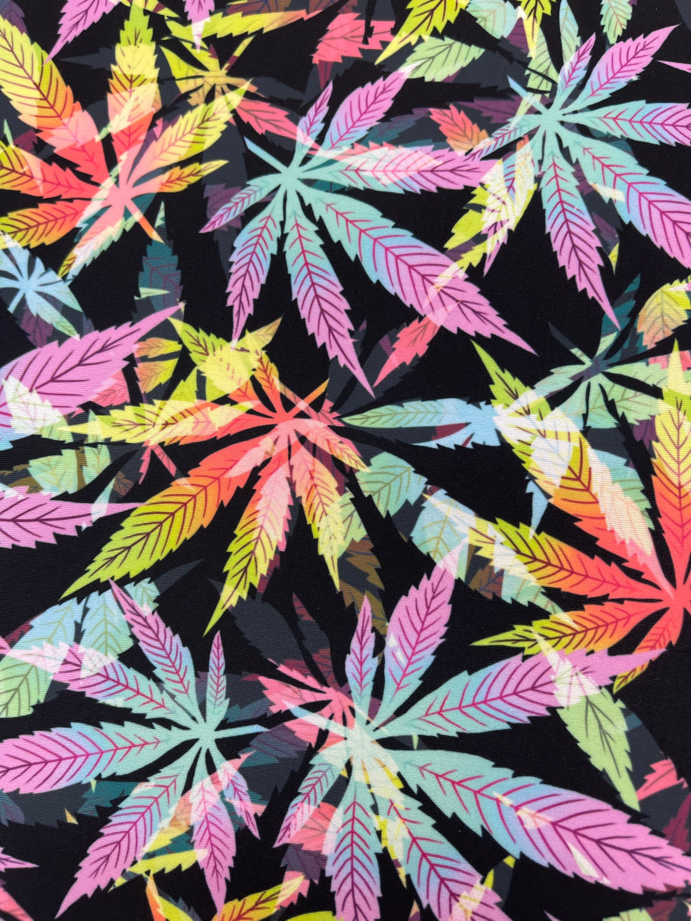 Print Nylon Spandex By The Yard Weed Tie Dye Marijuana