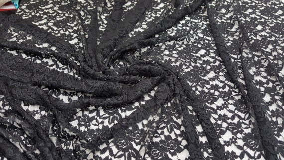 Black Stretch Lace Fabric - by The Yard