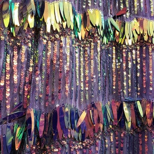 Iridescent Sword Shape Sequin on Mesh Base 54 inch Different Colors Sold by the Yard