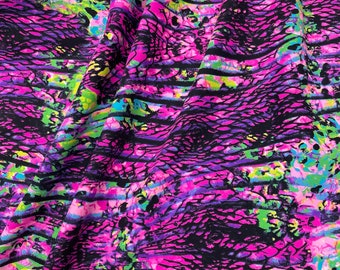 Abstract Animal Print Lines on Heavy Tie Dye Spandex, 60 inch, sold by the yard