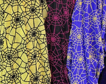 Flocking Spiderweb Desing on nylon spandex mesh fabric base 4 way stretch 58”/60” fabric sold by yard.