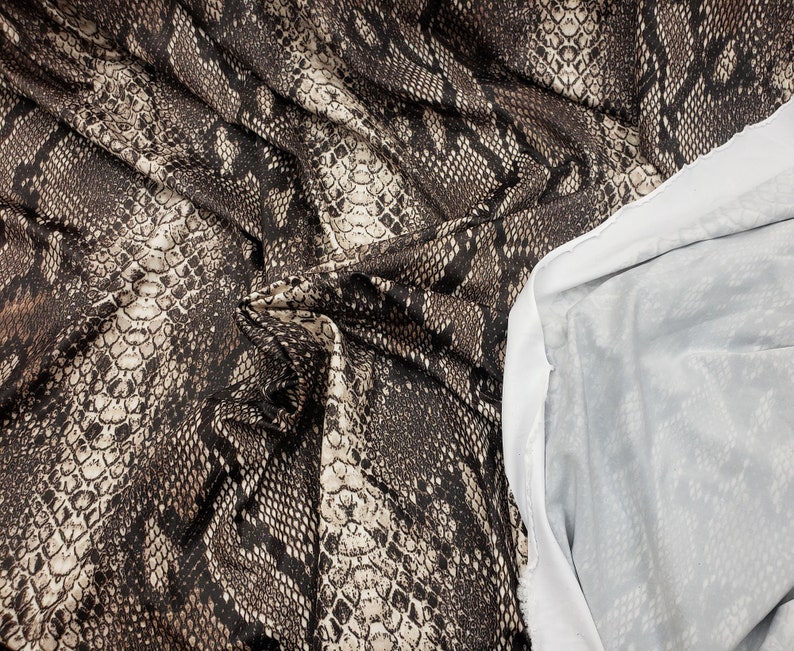 Brown Snake Skin Print 4 Way Stretch Nylon Spandex Fabric - Etsy