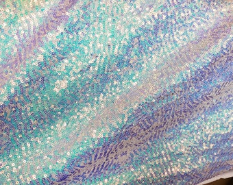 Iridescent White Mini Sequin Seaweed or Glitz Sequin on Spandex / sold by the yard