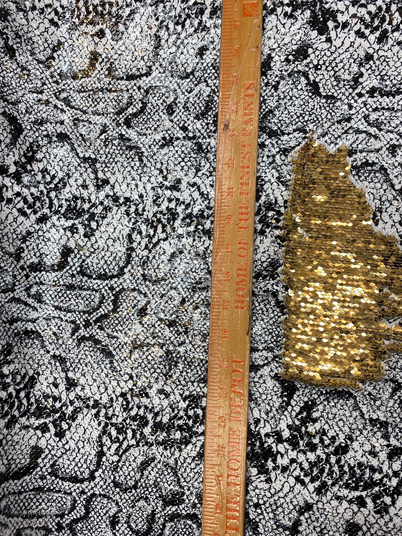 Sequins Snake Print/gold Reversible Flip up Sequins Fabric. - Etsy