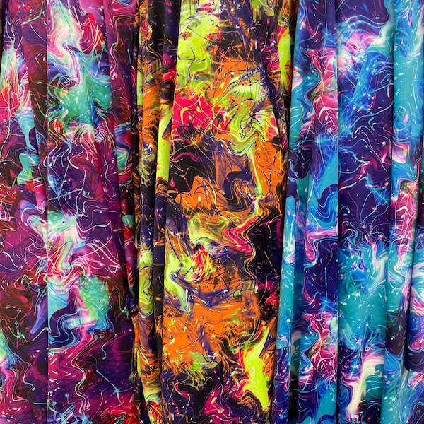 New Modern abstract design print on best quality of nylon spandex 4-way stretch 60” wide fabric Sold by yard (3 colors available)