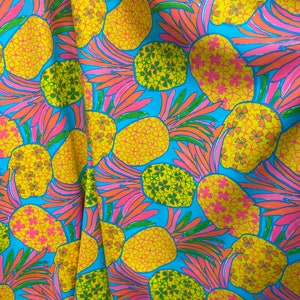 Nylon spandex fabric 4 way Stretch fabric pineapples Print sold by yard 60” wide