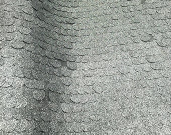 Paillette Glitter 20mm Sequin on Mesh Fabric (BRAND NEW) Silver / by the yard